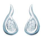 Les Tr&eacute;sors De Lily [E9043] - Boucles Argent 'C&acirc;lin' Blanc argent&eacute; - 14x7 mm h&otilde;be