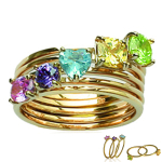 Kullatud s&otilde;rmus 'Goddess' tutti frutti kuldne - 5 s&otilde;rmust 52 mitmev&auml;rviline