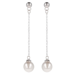 Les Tr&eacute;sors De Lily [Q2902] - Boucles argent 'Perla' ivoire argent&eacute; (rhodi&eacute;) - 50x8 mm valge