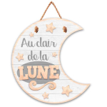 Les Tr&eacute;sors De Lily [Q7111] - Plaque bois 'Messages' beige gris  (Lune - Au clair de la Lune) - 19x17 cm beež