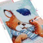 Teemantmaali talvekomplekt t&auml;isruudukujuline teemanttikandid karu ristpistes loomakaunistus koduks Full Round 20X30CM