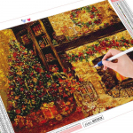 5D DIY Teemantmaali J&otilde;ulupuu t&auml;isruudu puur 5D Teemanttikandid Maastiku Mosaiik Rhinestone Kit Kodukaunistus Full Round (20X30CM)