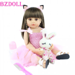 BZDOLL 55 cm elutruu Baby Reborn nukk, 22-tolline kogu kehaga silikoonist vasts&uuml;ndinud Bebe Girl armas vannim&auml;nguasi Brown eyes