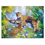 3D-teemanttikandid ristpistes &uuml;mmarguse kivimaaling loomaleopardiga Full Round 20x25CM