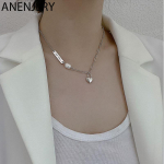 ANENJERY Love Lock Heart Pearl Letters Ristk&uuml;likukujuline kaubam&auml;rgiga kaelakee naistele Lahedad hiphop ehted