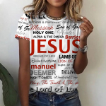 Jesus Letter naiste T-s&auml;rk Harajuku O-kaelusega 3DT s&auml;rk Moodne s&auml;rk l&uuml;hikeste varrukatega top Lihtne vabaaja suvine naisteriided M