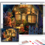 Teemantmaal Metsamajake Tikand Ristpistes Rhinestone Kodu Dekoratsioon Full Round 20X30CM