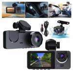 Icreative Car DVR 3 kaamerad Full HD 1080P kahe objektiiviga auto DVR-kaamera 2,0-tolline IPS-ekraan koos tagakaameraga must