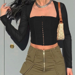 Y2K suver&otilde;ivad pikkade varrukatega v&otilde;rks&auml;rgid naistele Crop Top Naiste T-s&auml;rk Naiste T-s&auml;rk Roupas Femininas Tops T-s&auml;rk S must