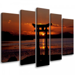 Viieosaline piltl&otilde;uenditr&uuml;kk Torii Gate at Sunset 100x70 oranž