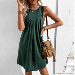 Naiste kleidid &Uuml;hev&auml;rvilised avaramad, o-kaelusega kleit, seksikas varrukateta kleit 2023. aasta suvemoodne p&otilde;lvini Vestidos 26001 S tumesinine v&auml;rv