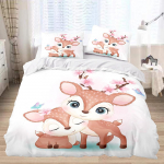 3D-multifilmide loomateemaline voodipesukomplekt valge armsa multifilmi mustriga suleteki ja padjap&uuml;&uuml;riga kodukaunistamiseks lastetubades AU Double 180x210cm