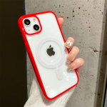 Luksuslik magnet&uuml;mbris iPhone 13 12 14 Pro Max jaoks l&auml;bipaistev galvaniseeritud juhtmevaba laadija Magsafing kate iPhone 12 13 Pro jaoks For iPhone 12 punane