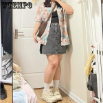 Naiste l&uuml;hike seelik Plus Size Denim poolkeha seelik Skinny Niche Design A-kujuline l&uuml;hike seelik 2XL hall