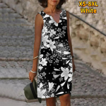 Naiste V-kaelusega suvine valge Elegantne Morning Glory Printiga kleit vabaaja varrukateta mood vabaaja vabad seksikad kleidid, suur suurus XS-8XL XS valge