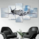 P51 R&uuml;ndekopter 5 Paneeliga L&otilde;uendile Prinditud Pilt Seinakunst L&otilde;uendimaal Seinakaunistus Elutuppa Plakat Raamimata 40x60cm*2 40x80cm*2 40x100cm*1 gray