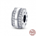 H&otilde;bedane Kinnitus P&auml;ris 925 H&otilde;bedane CZ Tsirkoon Pave Mustriga Klamber Daisy Beads Stopper Fit Moe stiil K&auml;ev&otilde;ru Charms Ehted