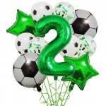 1 komplekt heeliumfooliumist gloobused jalgpalli &otilde;hupallid s&uuml;nnip&auml;evapeo kaunistused, 32-tollised, rohelised numbrid, pallid, jalgpallisporditarbed Other