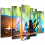 Viieosalise pildiga l&otilde;uenditr&uuml;kk Zen Spa Stones Candle 100x70 mitmev&auml;rviline