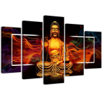 Viieosalise pildiga l&otilde;uendiprint Buddha Gold Abstraction 100x70 kuldne