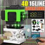 4D 16 rida lasertaseme v&otilde;imas roheline tuli lasertaseme kaugjuhtimispult horisontaalne vertikaalne isetasanduv s&uuml;steem koos akuga