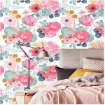 Lilleline tapeet koorimine ja pulk akvarell kaktus valge/roosa/roheline/meresinine vin&uuml;&uuml;l isekleepuv eelkleebitud dekoratiiv 45CMX6M