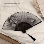 Lehvikuga kokkuklapitav lehvik Hiina tuul naine Hanfu tantsu kokkupandav lehvik kannab elegantset iidset kost&uuml;&uuml;mi bambusest lehvikut, millel on k&otilde;ik bambusest luud. Style1 must