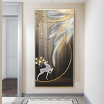 Kuldsed valged suled plakatid Seinakunst Toa sisustus Luksuslik abstraktne kuldne lint veranda koridori l&otilde;uendi maalimiseks kodukaunistuseks 30x60cm No Frame