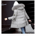 Moodne naiste pikad alla puuvillased parkkarusnahast krae kapuutsiga mantel Talvine soe jope 3XL hall