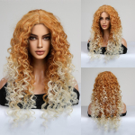 ALAN EATON Ombre Oranž s&uuml;nteetiline parukas naistele Pikad lainelised lokkis parukad tukkidega V&auml;rvilised Cosplay v&otilde;ltsjuuksed peo kuumakindel