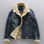 Jean jakk Meeste Paksud t&auml;navariided Denim Bomber jakid Mantel Meeste Vintage Sinine Meeste V&auml;lisr&otilde;ivad Plus Velvet &uuml;herealine tuulet&otilde;ke L