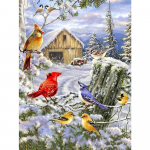 Teemantmaali kunst t&auml;ispuur lumememm Teemantmaal K&auml;sitsi valmistatud lumine p&auml;ev Teemantmosaiikmaal Kodukaunistus j&otilde;ulukink Full Round 25X37.5CM