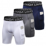 Lixada 3 Pack Men Spordip&uuml;ksid Active Workout Taskuga aluspesu S