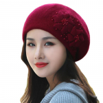 S&uuml;gistalvem&uuml;tsid Korea mood kududa paks soe k&uuml;&uuml;likukarva m&uuml;ts naiste kootud m&uuml;ts p&auml;rlbarett m&uuml;tsid One Size veinipunane v&auml;rv