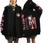 Anime Demon Slayer kapuutsiga dressipluusid Kamado Nezuko prindiga lukuga jakk hiphop t&auml;navamood dressipluusid naiste Harajuku vabaaja mantlid Y2K topid XXXL