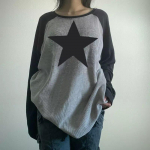 Sweetown Star Print Kawaii Y2K Pullover T-s&auml;rgid Naiste Kontrastsed Lapit&ouml;&ouml;d Harajuku Riided T&auml;isvarrukatega Preppy Pikad Pusad S hall v&auml;rv
