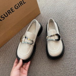 Armsad naiste pumbad, libisevad kabja peal Keskkontsad, &uuml;mmargune varvas Oxfordi naiste kingad metallist kaunistus t&auml;isnahast platvormkingad Pumbad 35 beež