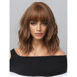 Keskmise pikkusega punane pruun blond, oranž laineline parukas tukkidega S&uuml;nteetilised Cosplay naturaalsete juustega parukad naistele, igap&auml;evane kuumakindel parukas pruun