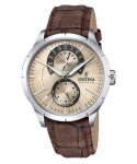 Festina Retro Nahkrihmaga Multifunktsionaalne Beež T&auml;histusega Kvartsmehaanismiga Meeste K&auml;ekell F16573-9 beež