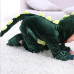 Roheline dinosaurus talvine laste flanell loom Kigurumi pidžaamad, 1-osaline laste pidžaamad riided kapuutsiga p&uuml;ksid magamisriided 130