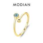MODIAN Real 925 Sterling Silver avatud suurus 6-9 t&uuml;rkiissinine trendikas silmadega reguleeritav s&otilde;rmus naistele Gril Virnastatavad peened ehted kingitused h&otilde;be