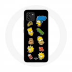 Coque pour Samsung Galaxy A03 Les Simpson autocollants fond noir