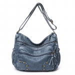 Naastud Decor Crossbody kott, retro stiilis &otilde;lakott, PU nahast mitme taskuga rahakott naistele sinine