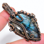 Natural Labradorite Gemstone Handmade Copper Wire Wrap Pendant 2.72 n3b53 black