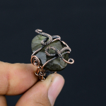 Natural Labradorite Gemstone Handmade Copper Wire Wrap Ring Size 4.5 s1a02