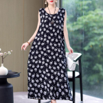 Suures suuruses naiste pikk kleit suvine vabaaja elegantne varrukateta vintage printiga naiste kleit XL