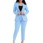 2 tk/komplekt Naiste mantlip&uuml;kste &uuml;likond Kaherealine pikkade varrukatega Cadigan rev&auml;&auml;riga jope k&otilde;rge v&ouml;&ouml;kohaga, n&ouml;&ouml;biga, lukuga, suletav Slim Fit p&uuml;ksid, naiste OL commute XL taevasinine v&auml;rv