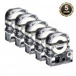 5 Packs 12mm Black on White Compatible Epson Label LC-4WBN / SS12KW SC12RW SC12YW ST12KW for Epson Printer LW300 LW400 500 600 5pcs black on pink