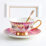 European Entry Lux Royal Bone China kohvitass ja alustass p&auml;rastl&otilde;unateetass, roog ja lusikas Hotel Club Cafe valik Retro-0733