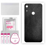 apgo Protective Skin Sticker for the back compatible with Huawei Y6S, Wrap Film, Foil, Vinyl - Pattern Black Leather